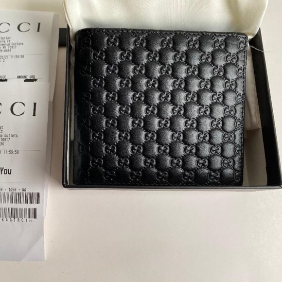 New GUCCI Micro GG NEW Men's Navy bifold - Picture 10 of 11